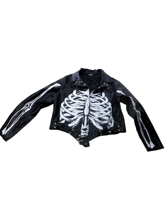 Spirit Other - Spirit Halloween Skeleton Faux Leather Jacket With Ribcage & Bone Print -Youth L